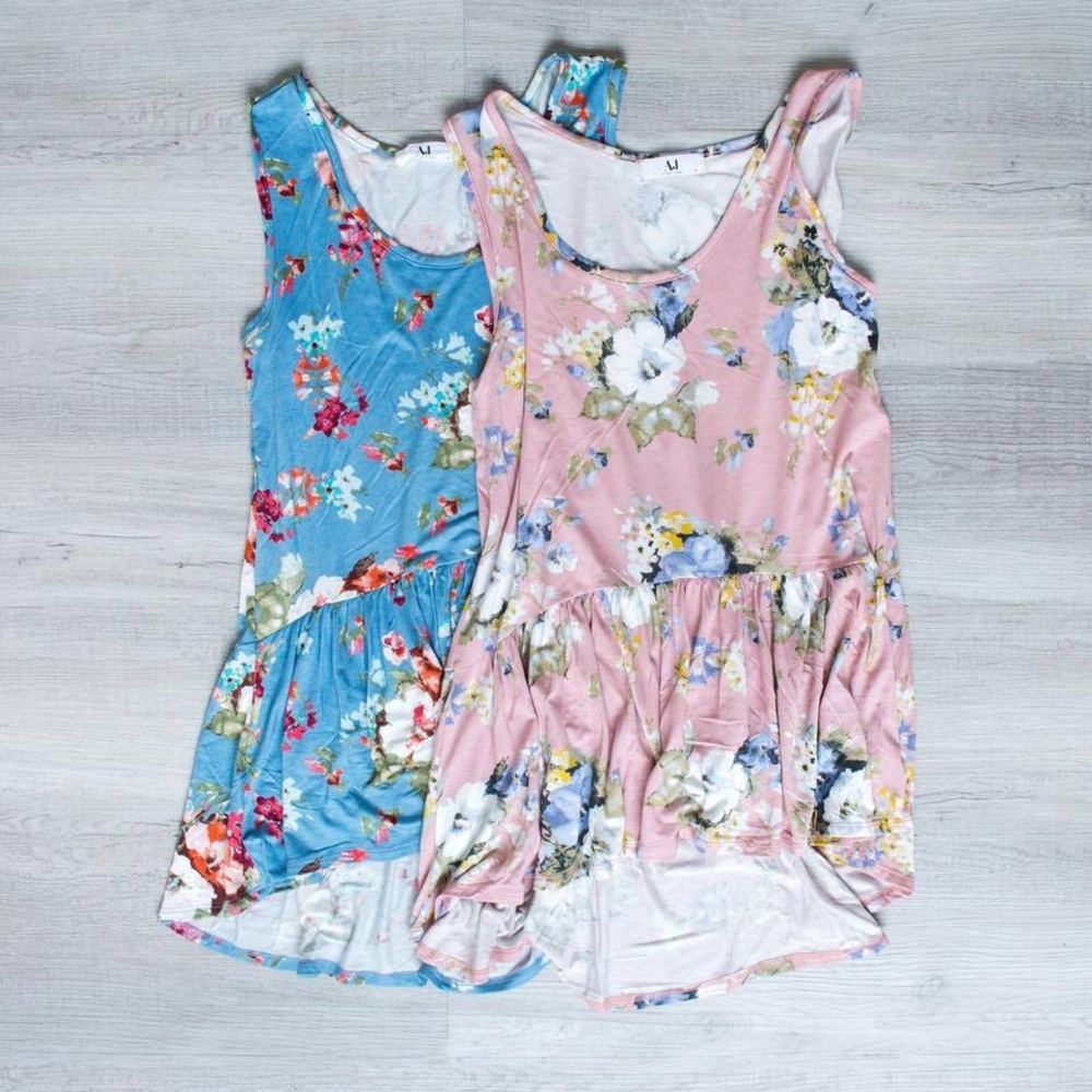 Amelia James Pink Floral Memphis Ruffle Tank